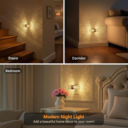 JandCase Motion Sensor Night Light, Night Lights Plug into Wall,3000K Soft White 0-100 LM Dimmable LED Night Light, Motion Activated Nightlight for Bathroom Hallway Decor