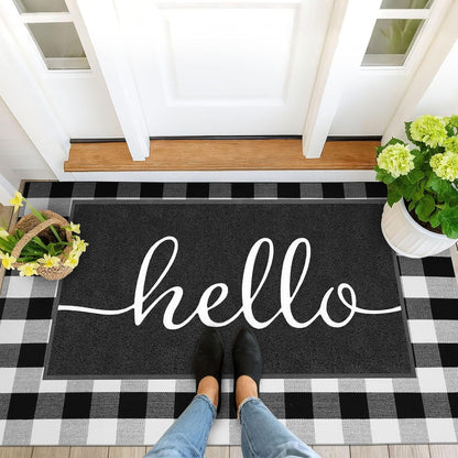 EARTHALL Door Mat Outside Inside Home Doormat, 30"x17.5", Durable Floor Mat Non Slip Mat Ultra Absorb Mud Easy Clean Front Doormat for Garage, Entryway, Patio, High Traffic Areas, Black