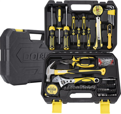 DOWELL 10 Piece Small Tool Kit,Mini Portable Tool Set,Home Repair Hand Tool Kit with Plastic Tool box Storage Case
