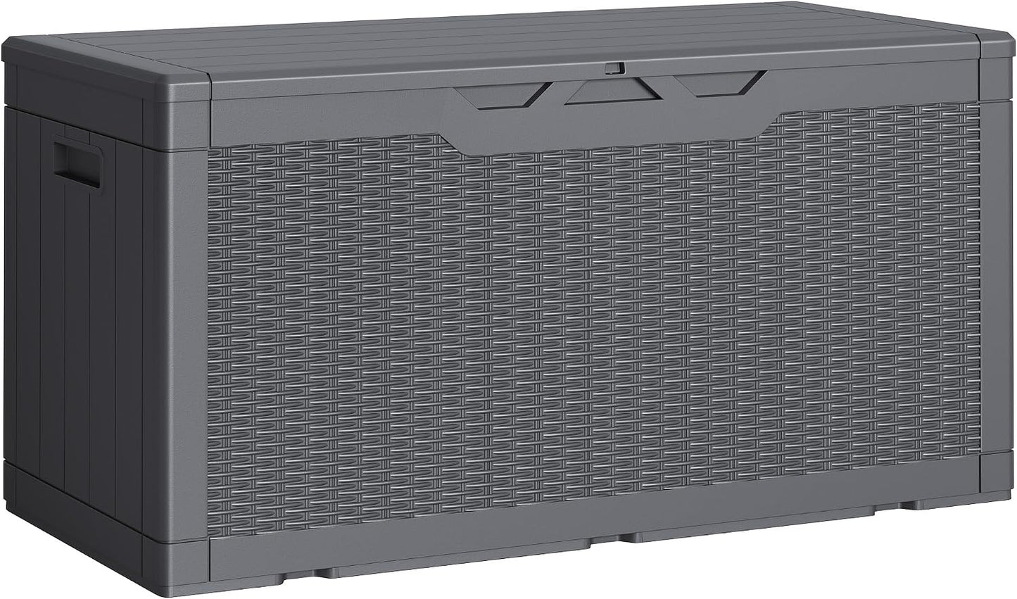 Greesum 31 Gallon Resin Deck Box All Weather Outdoor Storage Boxes for Patio Furniture Set,Outdoor Toys,Garden Tools,Black