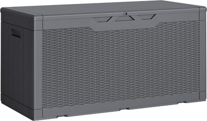 Greesum 31 Gallon Resin Deck Box All Weather Outdoor Storage Boxes for Patio Furniture Set,Outdoor Toys,Garden Tools,Black