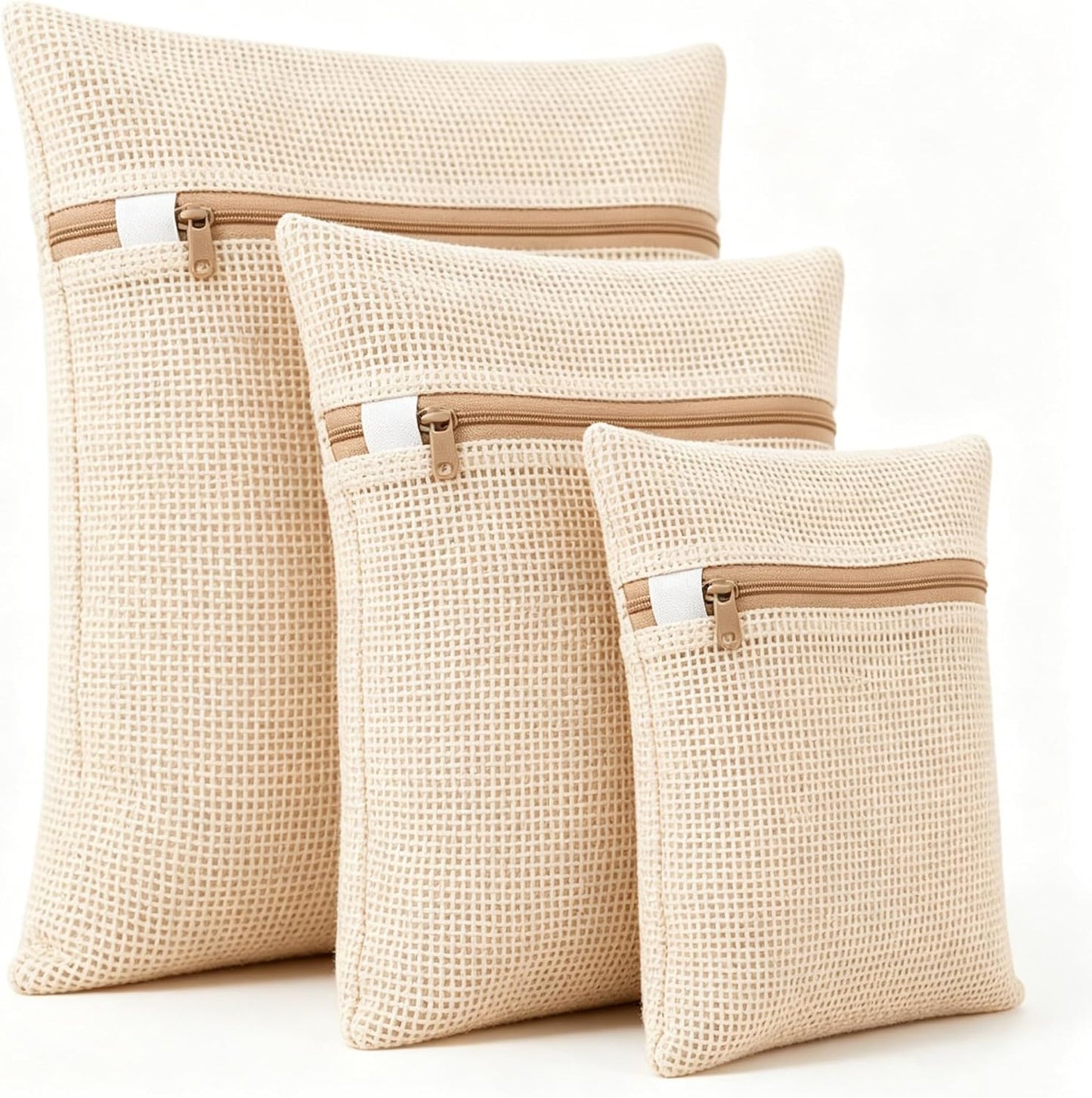6-Pack Laundry Bags, Durable Cotton Mesh with Sturdy Zipper, Breathable Mesh Fabric, Ideal for Washing Underwear, Pants, Shoes, Socks and Delicate Garments