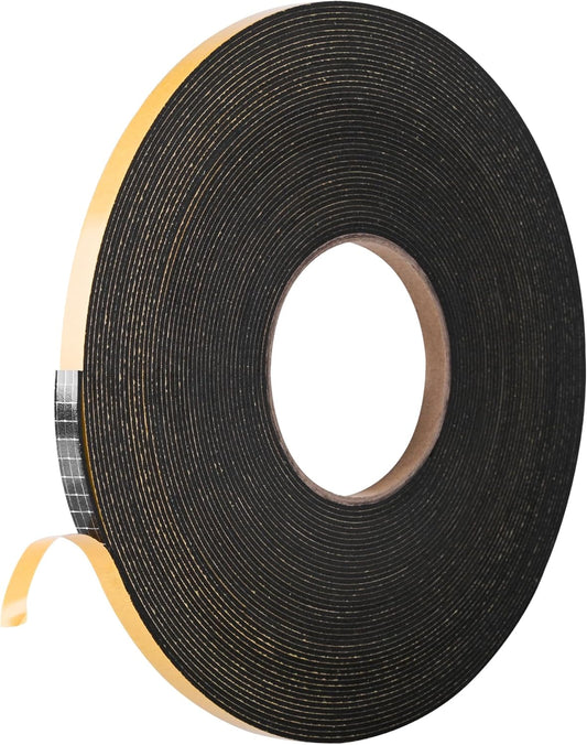 Kikerike Self Adhesive Foam Tape Weatherstrip 1/2In x 1/4In x 16.5Ft High Density Foam Insulation Strips Seal Weather Stripping with Strong Adhesive for Door and Window Sound Isolation Soundproofing