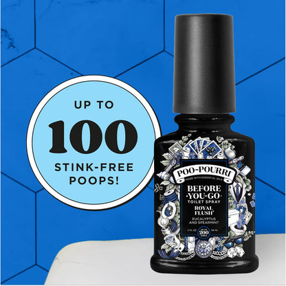 Poo-Pourri Before-You-Go Pocket Toilet Spray, Travel Essentials, Royal Flush, 1 Fl Oz, Up to 50 Uses, On-The-Go Bathroom Odor Deodorizer with Essential Oils, TSA Approved Size, Eucalyptus & Spearmint