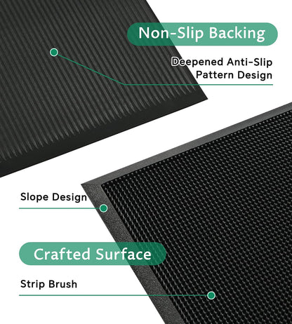 32x39 Rubber Front Door Mat Outside Entrance with Fingertip Scraper Design | Heavy Duty, Non-Slip, Dirt Trapping, Waterproof, Low-Profile, for Entryway