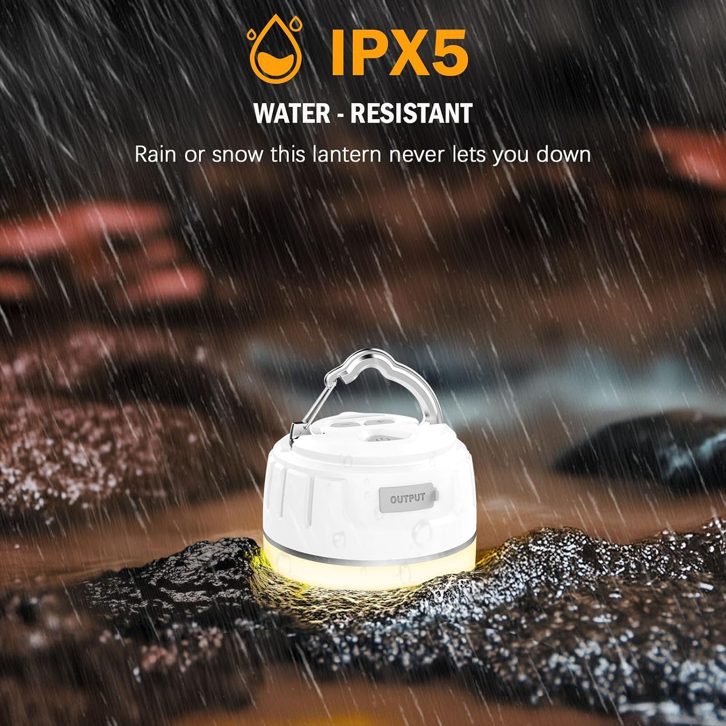 Yonktoo Camping Lantern Rechargeable, 300H Runtime, 6400mAh, IPX5 Waterproof Tent Light for Camping, Hiking, Power Outages, Home, Emergency - Standard Edition,Orange