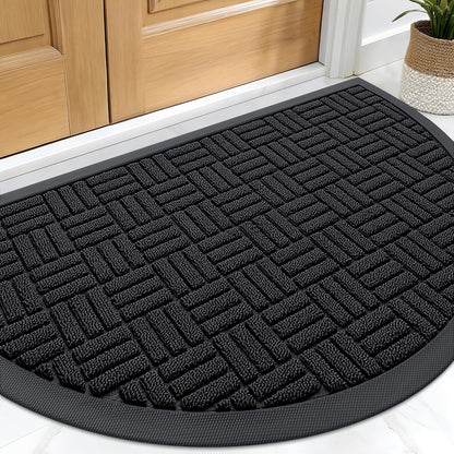 OLANLY Front Door Mat Outside Entrance 29.5x17, Absorbent, Heavy Duty Sturdy Natural Rubber Doormat Indoor Outdoor, Stain and Fade Resistant, Non-Slip Backing Low Profile Floor Mat for Entryway, Grey