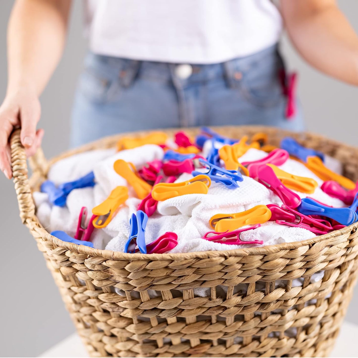 Hegs 24 Pack Multi-Color - The Smartest Heavy Duty Clothespins with Hooks - Hang 3 Garments at Once with Our Tough, Dual Hooks Clothes Pins with Anti-Rust Spring - Durable, Colorful Clothespins
