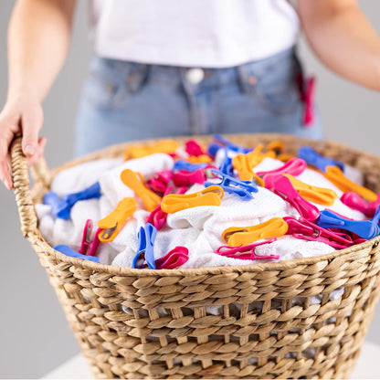 Hegs 24 Pack Multi-Color - The Smartest Heavy Duty Clothespins with Hooks - Hang 3 Garments at Once with Our Tough, Dual Hooks Clothes Pins with Anti-Rust Spring - Durable, Colorful Clothespins