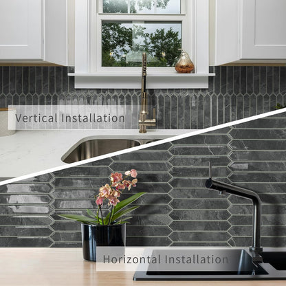 10 Sheets Long Hexagon Tile Peel and Stick Backsplash | Self-Adhesive Wall Tiles Stick on Back Splash for Kitchen, Bathroom, Fireplace,RV(Green,12"×12")