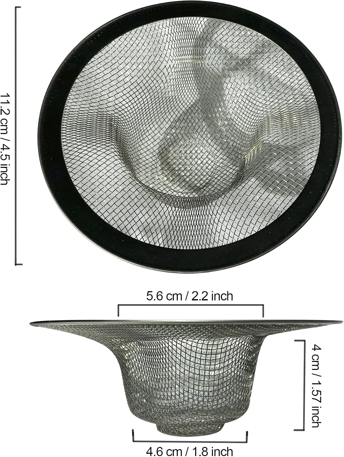 Sink Strainer 2Pcs Stainless Steel Metal Mesh Sink Drain Strainer Large Wide Brim 3.5" Diameter for Most Kitchen Sink Bathroom Bathtub Shower Room Balcony Drains