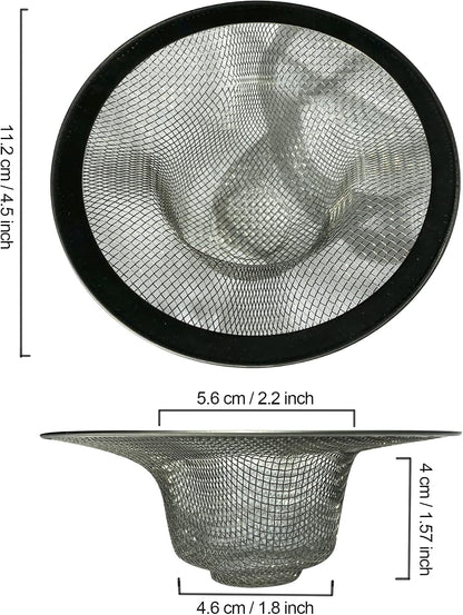 Sink Strainer 2Pcs Stainless Steel Metal Mesh Sink Drain Strainer Large Wide Brim 3.5" Diameter for Most Kitchen Sink Bathroom Bathtub Shower Room Balcony Drains