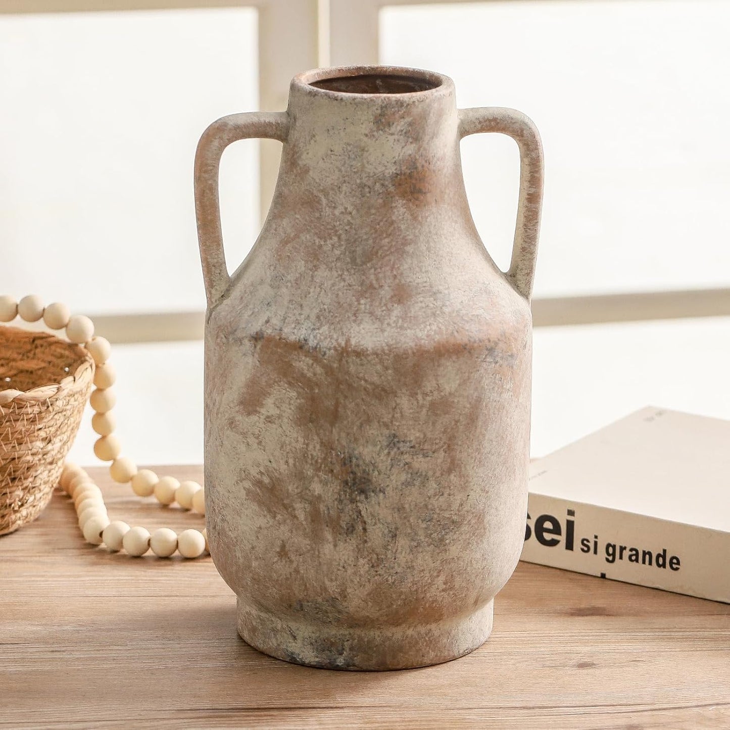 Ceramic Vase Set of 3, Modern Decorative Vases for Home Decor, Small Flower Pottery Vase Sets, Boho Farmhouse Rustic Vases for Living Room, Kitchen, Bedroom, Bathroom, Shelf, Table