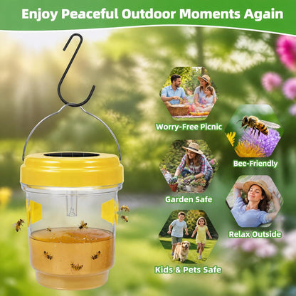 4 Pack Wasp Deterrents for Outside,Reusable Solar Powered Hanging Wasp Catcher, Stay Away from Insect for Garden Yard Deck