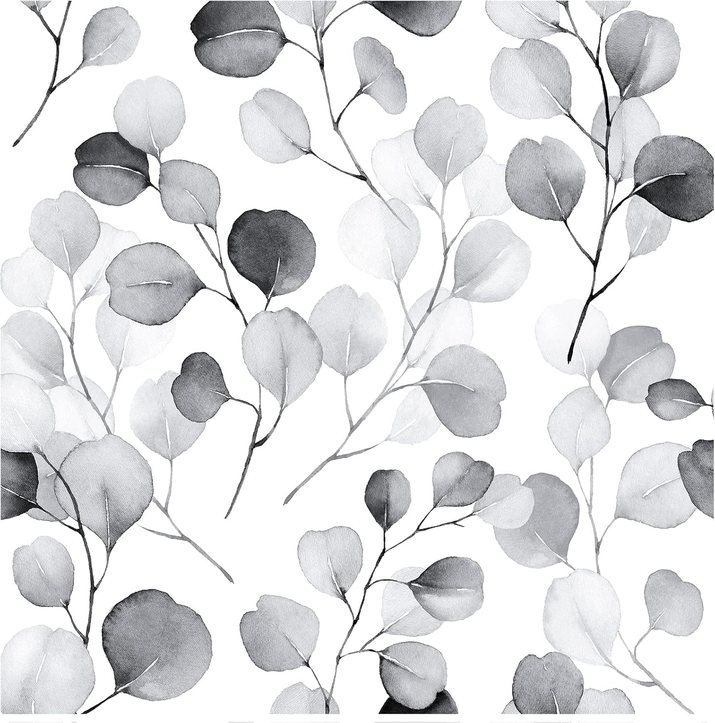 HAOKHOME Peel and Stick Wallpaper Boho Green/White Botanical Leaf Floral Wall Mural Home Nursery Decor Renter Friendly Wallpaper 17.3in x 9.8ft