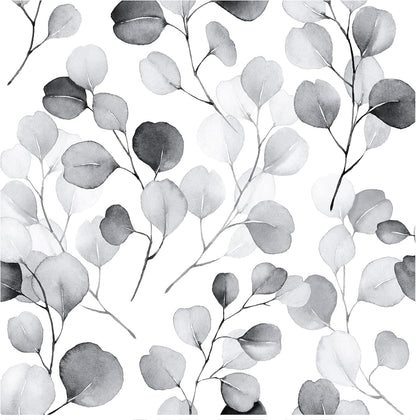 HAOKHOME Peel and Stick Wallpaper Boho Green/White Botanical Leaf Floral Wall Mural Home Nursery Decor Renter Friendly Wallpaper 17.3in x 9.8ft