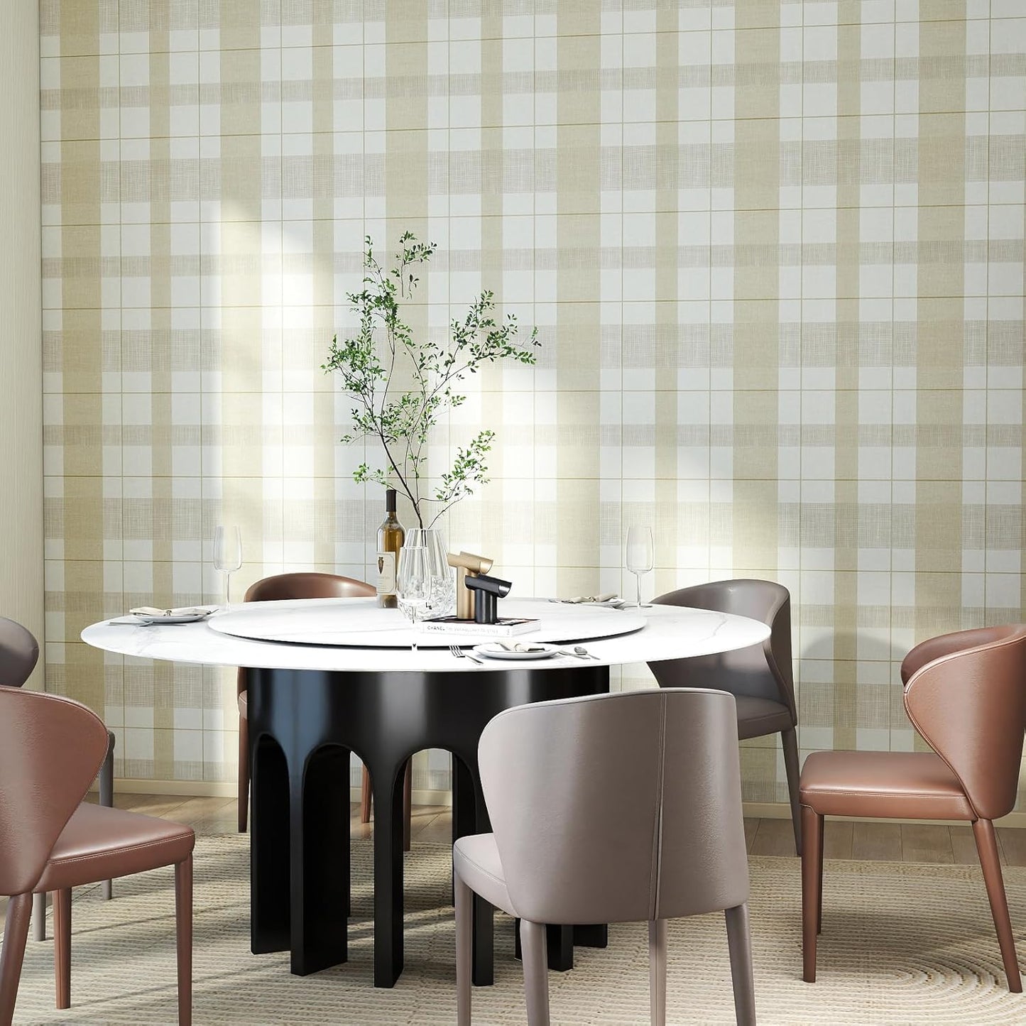 Modern Peel and Stick Wallpaper 17.3" x 78.7" Self Adhesive Wallpaper Textured Neutral Stripe Contact Paper Removable Vinyl Wall Paper for Living Room Bedroom Accent Wall Modern Minimalist Wall Decor