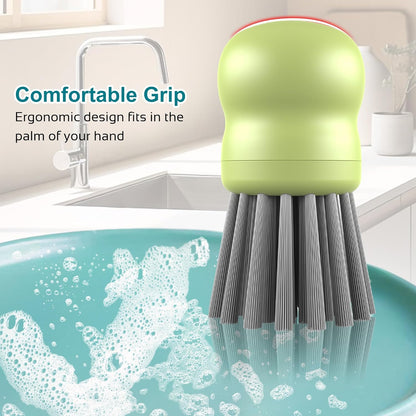 Mini Dish Brush for Cleaning Chicken Shredder, Palm Brush Dish Scrubber with Ergonomic Grip, Kitchen Brush for Washing Dishes, Pans, Pots, Sink (1, Black)