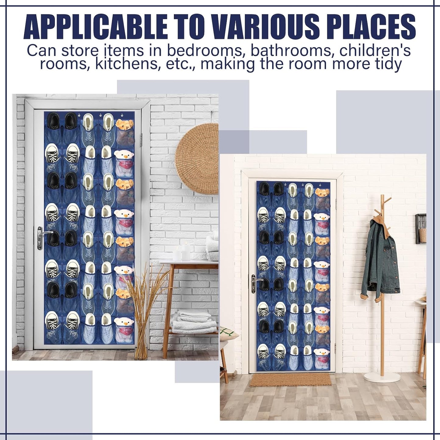 Windyun 40 Over The Door Shoe Organizer, Large Mesh Pocket Hanging Shoe Rack Hanger Large Capacity Gray Behind The Door Storage Holder for Dorm College Closet Entryway Bedroom Utility Room Women Men
