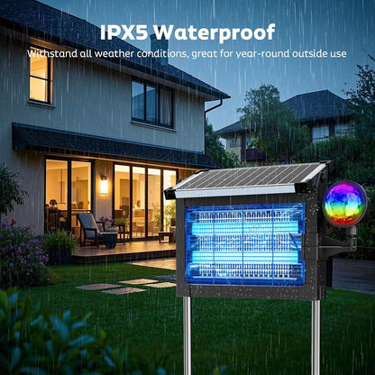 OnBeam Solar Bug Zapper Outdoor, 4500V Mosquito Zapper Fly Trap for Patio | 10W Solar Panel, IPX5 Waterproof, Auto Mode, Solar Powered, USB C Charging, Electric Rechargeable Mosquito Killer for Garden