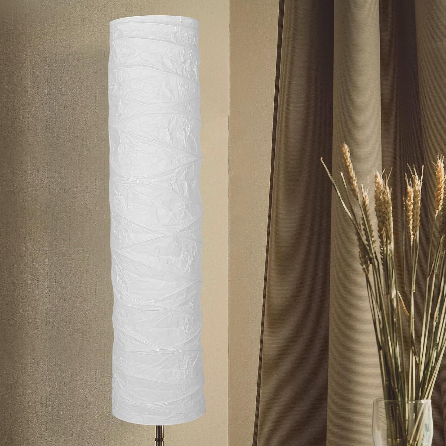 IMIKEYA Japanese Paper Floor Lamp Shade, Foldable Rice Paper Lampshade Cover Replacement, Soft Light Standing Lamp Shade for Modern Minimalist Living Room, Bedroom, Office Decor