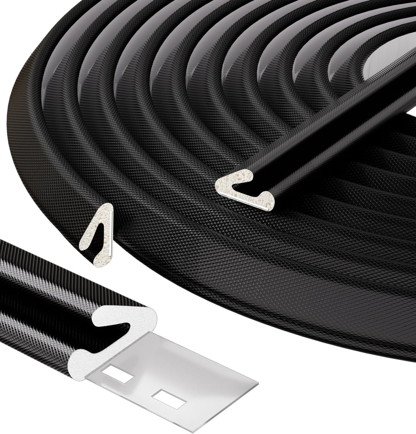 V-Shaped Thin Weather Stripping Door Seal, 19.7FT Small Draft Stopper for Doors, Foam Door Gap Filler, Insulation Winter, Soundproof,Noise-Reducing, Light-Blocking, Weatherproof Tape for Doors