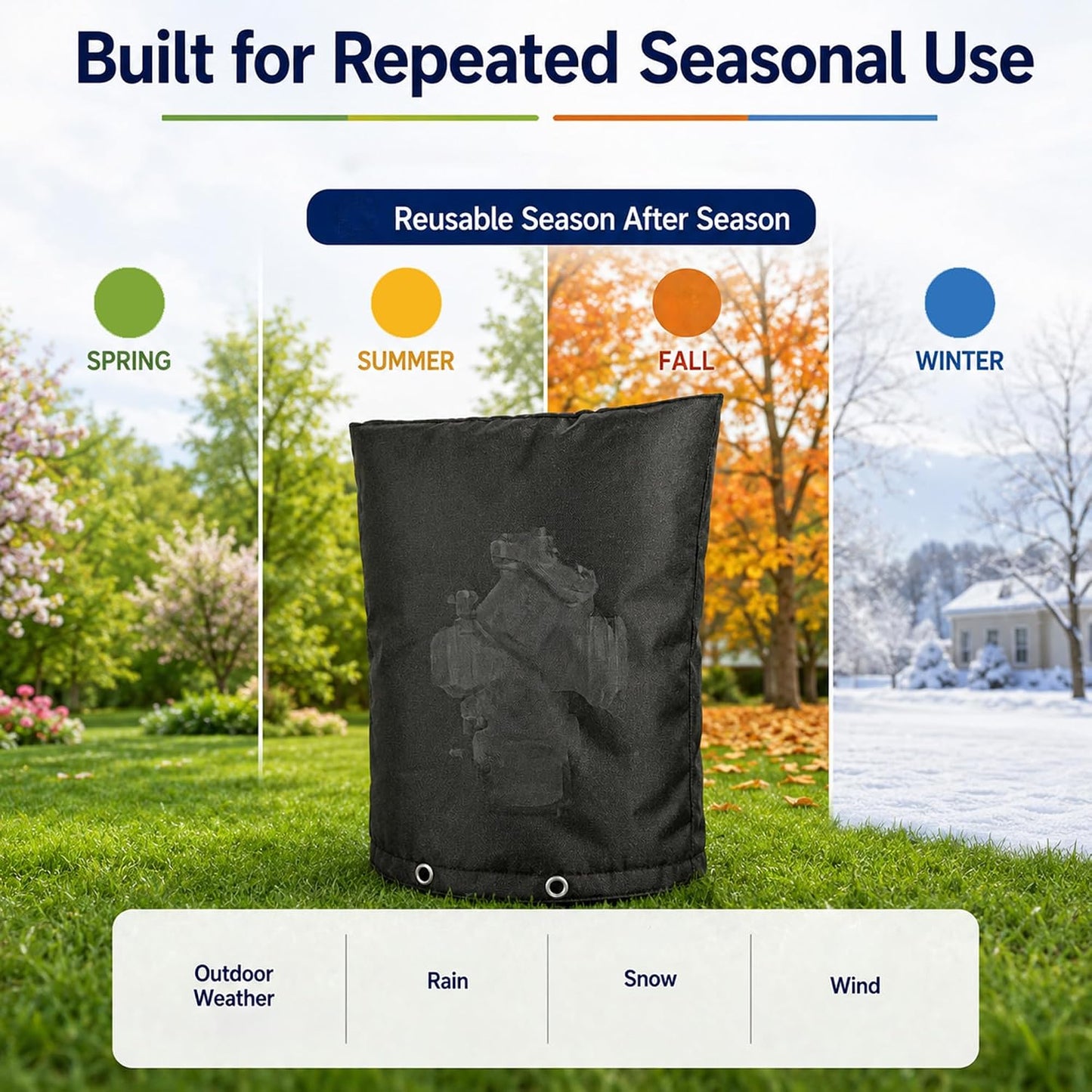 Outdoor Faucet Cover for Winter, Insulated Backflow Cover Freeze Protection | Fits Up to 9” W x 10” H