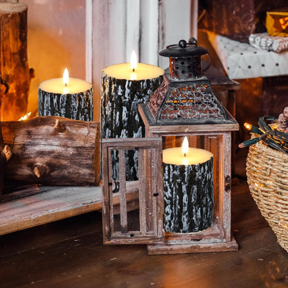 Eywamage Ivory Flameless Pillar Candles with Remote, Flickering Realistic LED Battery Wax Candles Set of 3, Φ 3" H 4" 5" 6"