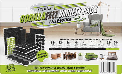 GorillaFelt Chair Leg Floor Protectors/Felt Chair Glides (Set of 16) Tap-On Felt Furniture Pads Guaranteed to Stay On, 1 Inch Round Chair Sliders