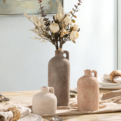 Ceramic Vase Home Table Decor - Flower Vase Set of 3 Living Room Kitchen Decorations Farmhouse Modern Rustic Vases Decorative Centerpiece for Shelf Bedroom Office Bathroom Dining Coffee Desk