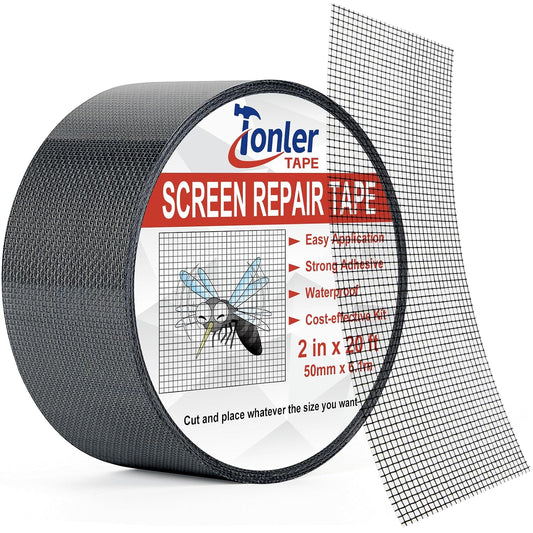 Window Screen Repair Tape 2 in x 40 FT Fiberglass Strong Adhesive Screen Patch, Waterproof Mesh Repair Kit for Window & Door Screen Holes Tears - Gray
