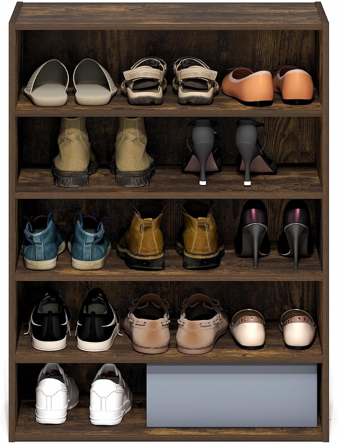Furinno FANO Shoe Rack, 24-Inch Width 2-Tier Shoe Organizer, Stackable Shoes Storage, 11.7 x 24.2 x 11.7, for Closet Entryway, Office, Garage, Amber Pine
