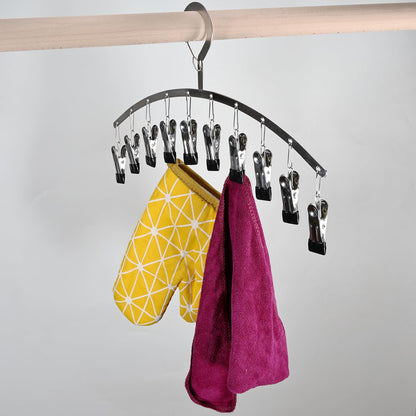 Legging Organizer for Closet,2 Pack Drying Rack with 20 Clips,Metal Yoga Pants Hangers,Windproof Clothes Hangers for Socks,Bras,Baby Clothes,Underwear-Space Saving,Indoor Outdoor Use (Pink)