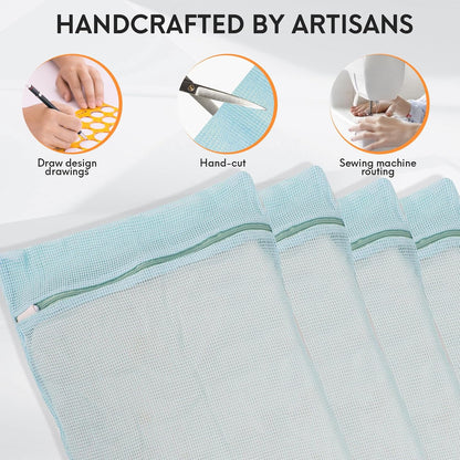 4-Piece Pink Medium Durable Organic Cotton Mesh Laundry Bags with Sturdy Zippers and Breathable Mesh are Delicate Laundry Bags for Underwear, Clothes, Pants and Socks