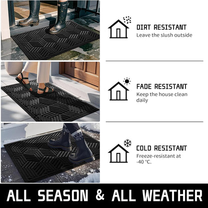 Yimobra Front Door Mat, All-Season Waterproof Outdoor Mat for Entrance with Drainage Holes, Heavy Duty Non-Slip Doormat for Garage Patio Entryway Indoor, 29.5x17, Red
