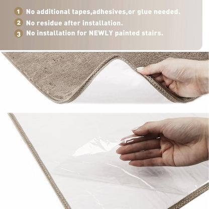 PURE ERA Carpet Stair Treads Ultra Plush 9.5" X 30"Soft Bullnose Indoor Stair Protectors Pet-Friendly Non-Slip Skid Resistant Tape Free Washable Reusable(2 Pieces,Brown)