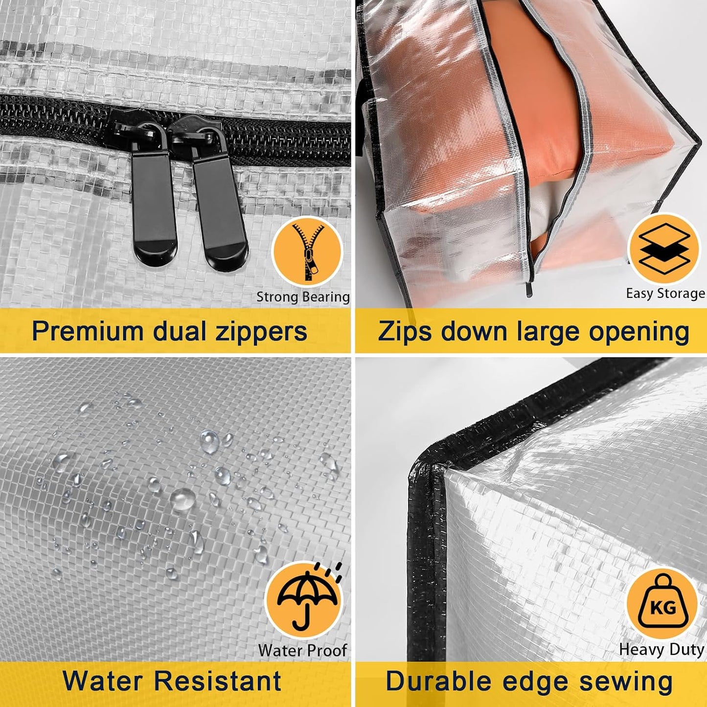 Heavy Duty Extra Large Blue Moving Bags with Strong Zipper Backpack Handles | 4 Pack Clothes Storage Bags Totes Space Saving Moving Boxes Bins Packing Bags for College Dorm Compatible with Ikea Frakta