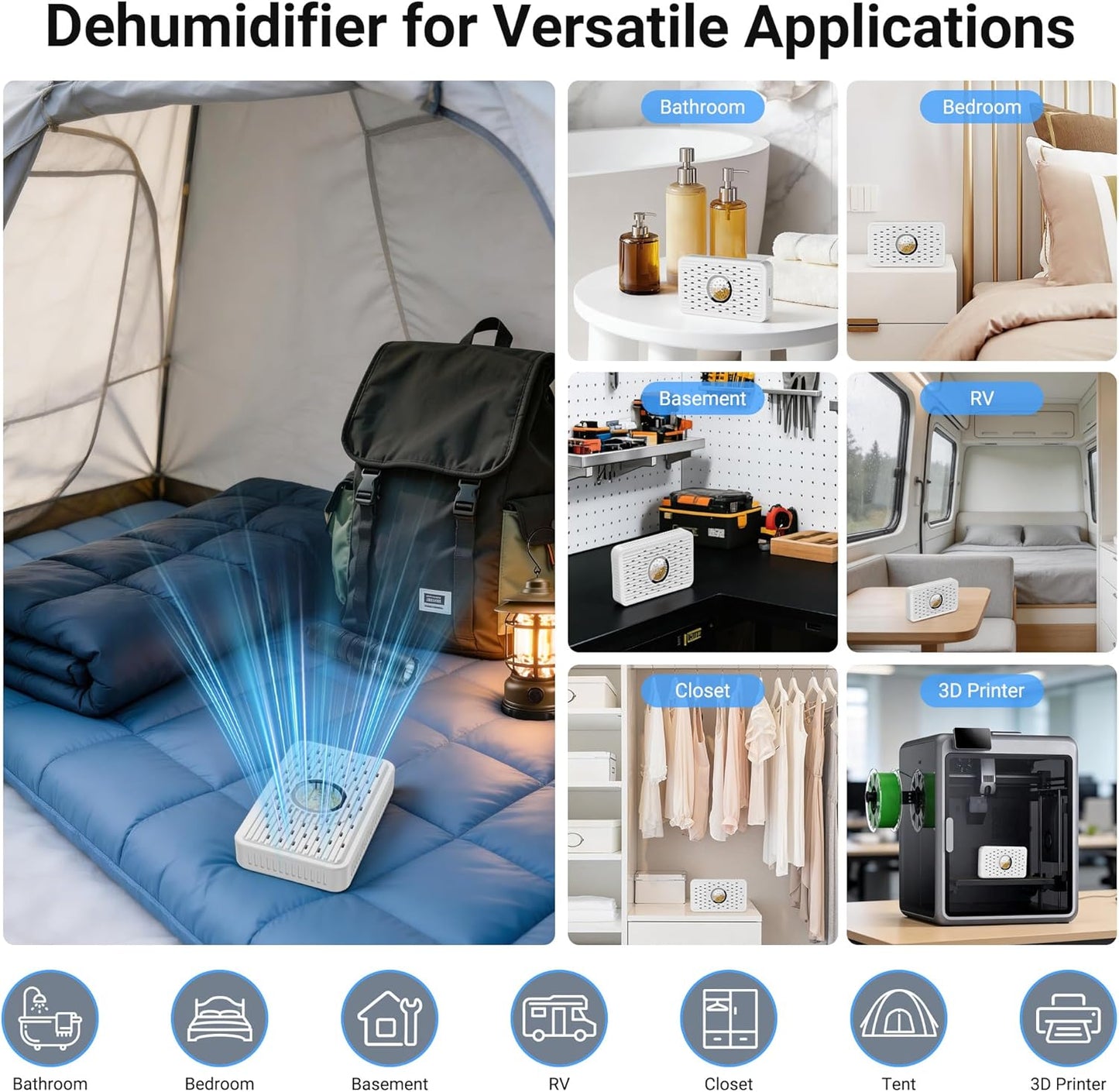Auto Power-off Cordless Rechargeable Mini Dehumidifier Desiccant,Electric Moisture Absorption Silica Gel Packet for Storage Totes Jewelry Display Cabinet Guitar Case Drawer Photo Album Document-Purple