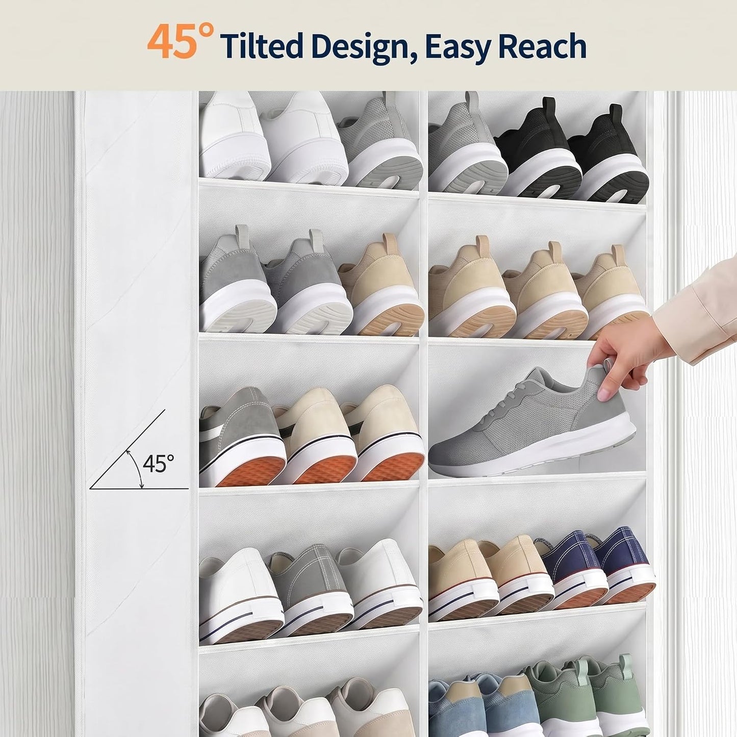 Yecaye 30 Pairs Over the Door Shoe Organizer, Large Capacity Hanging Shoe Rack for Door Hanger with Deep Pockets, Heavy Duty 10 Tier Shoe Holder for Sneakers Boots Heels College Dorm Essentials, Black