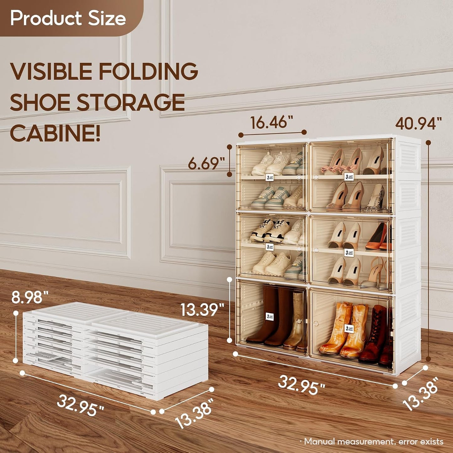 ANTBOX Portable Shoe Rack Organizer for Closet Entryway, Stackable Sneaker Storage Shoe Cabinet with Magnetic Clear Door, Large Plastic Storage containers Bins with Lids 7 Tiers 28 Pairs