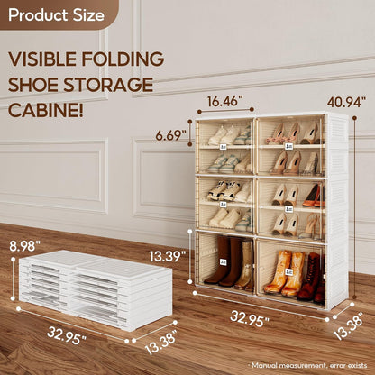 ANTBOX Portable Shoe Rack Organizer for Closet Entryway, Stackable Sneaker Storage Shoe Cabinet with Magnetic Clear Door, Large Plastic Storage containers Bins with Lids 7 Tiers 28 Pairs