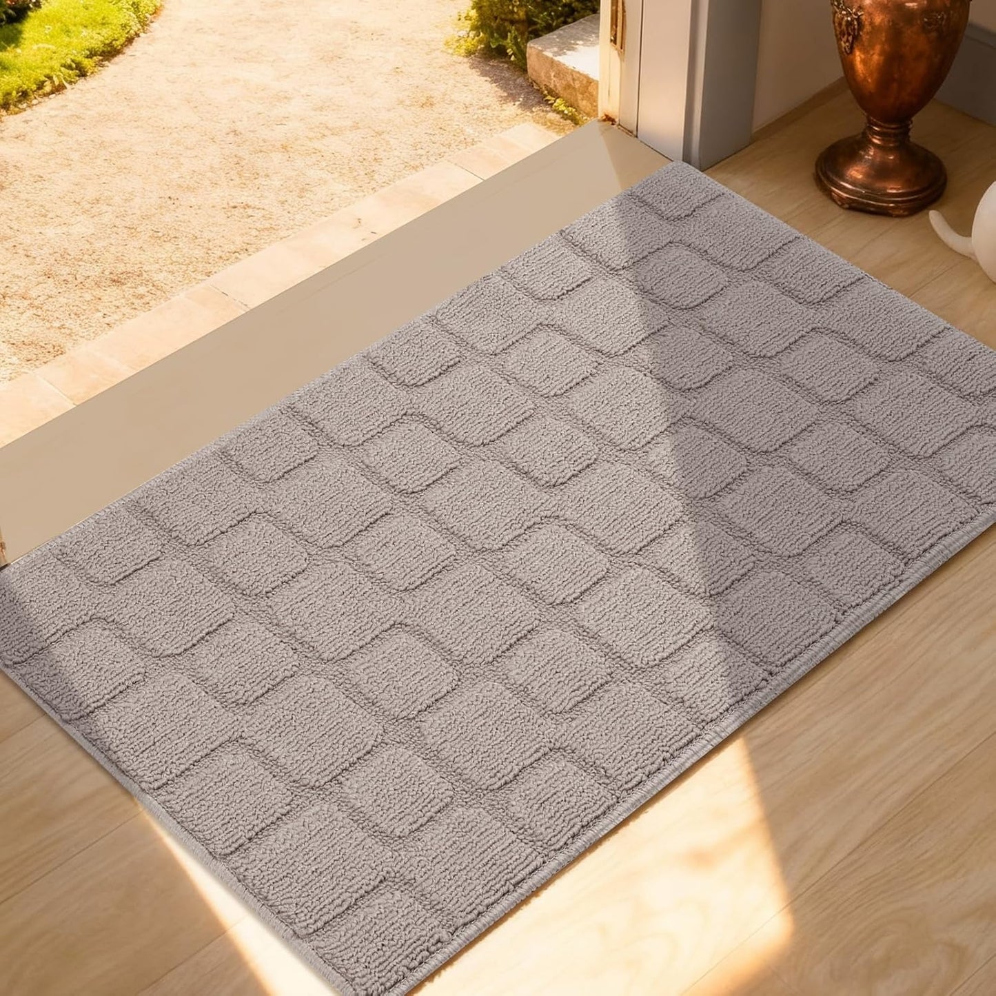 Front Door Mat Outside Entrance, Outdoor Indoor Door Mats for Entryway, Entrance, Entry, Patio, Waterproof Non Slip Doormat, Low-Profile, 20" × 31.5“, Black