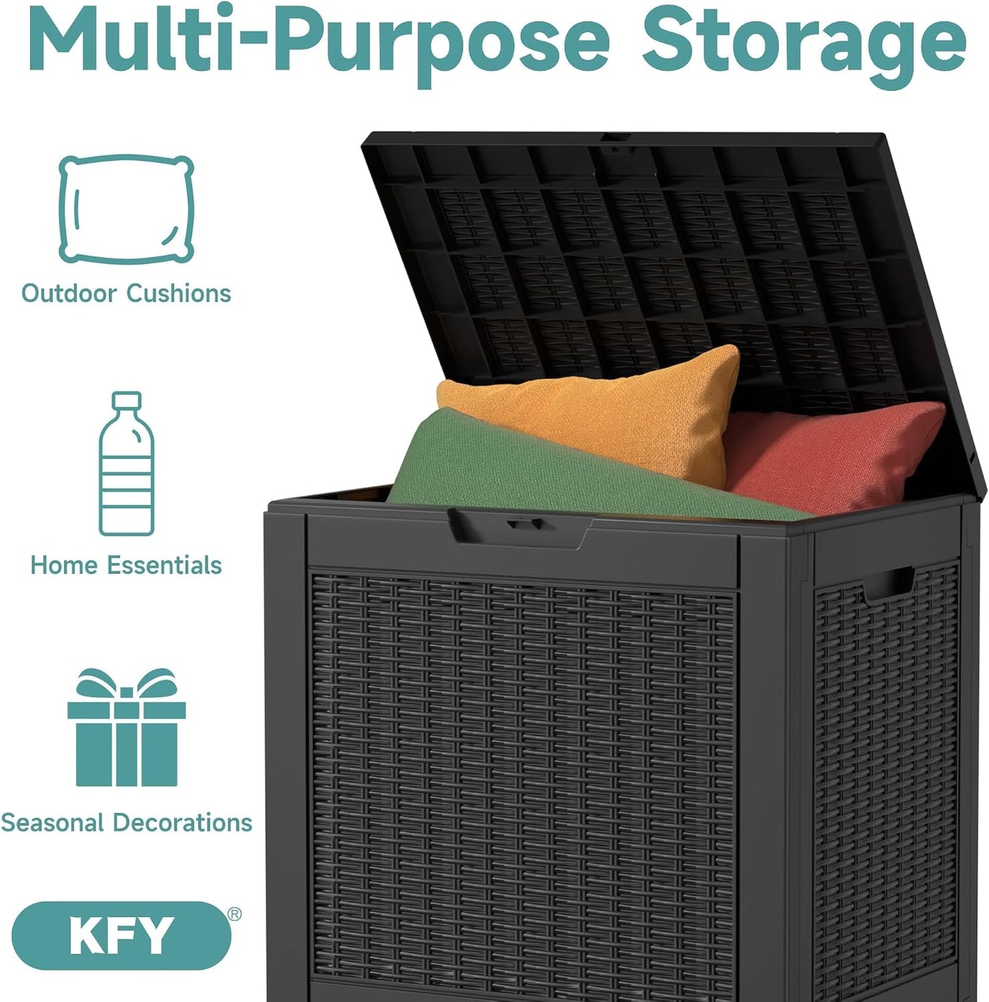 320 Gallon Waterproof Outdoor Storage Box, UV Resistant Resin Deck Box with Hydraulic Rod for Reinforced Stability, Perfect for Patio, Garden, and Pool（Black，320 Gallon）