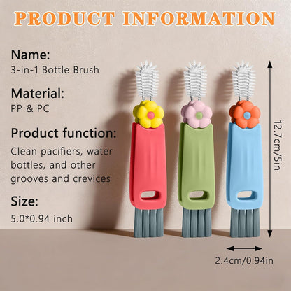 Wanme 3 in 1 Cup Lid Gap Cleaning Brush Set, Multifunctional Bottle Cleaning Brush, Cup Lid Gap Cleaner, Home Kitchen Crevice Brush Tools