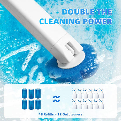 Disposable Toilet Brush with 48 Refills,Toilet Cleaning Supplies,Toilet Wand Brush Starter Kit,Wall Mounted Toilet Bowl Cleaner Brush with Holder for Bathroom Deep Cleaning & Hygiene (White)