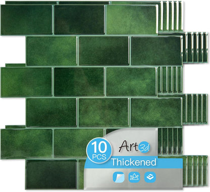 Art3d Peel and Stick Backsplash for Kitchen White Subway (10 Tiles, Thicker Design)