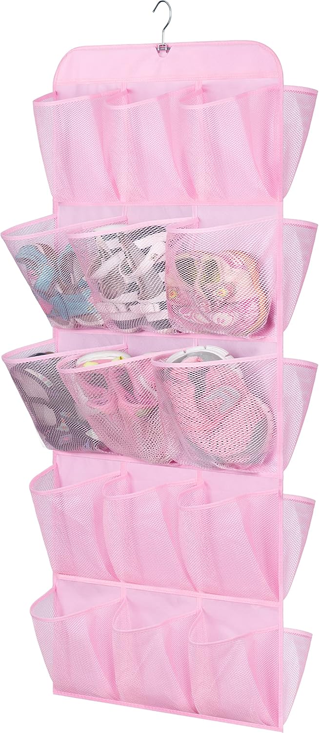 MISSLO 30 Large Pockets Dual Sided Hanging Shoe Organizer for Closet with Rotating Hanger Hanging Shoe Shelves, Grey