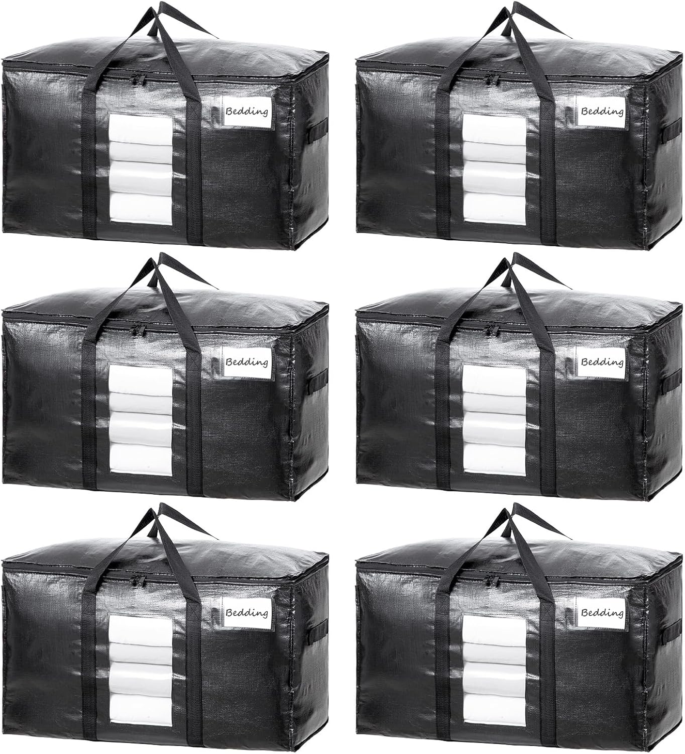 TAILI Extra Large Moving Bags, 4 Pack Blue Heavy Duty Totes For Storage with Visible Window, Wrap Around Handles, Storage Bags for Space Saving, Alternative to Moving Boxes