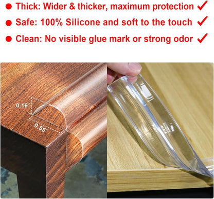 Baby Proofing, 0.6in Edge Protector Strip Clear, Thickened Silicone Soft Corner Protectors with Upgraded Pre-Taped Strong Adhesive, 6.6ft Edge Protectors for Sharp Corners of Cabinets, Tables, Drawers