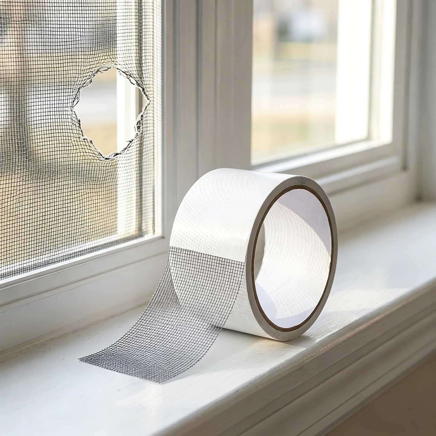 2 Pack Window Screen Repair Tape, Fiberglass Mesh Patch Kit for Holes Tears, Self-Adhesive Grey